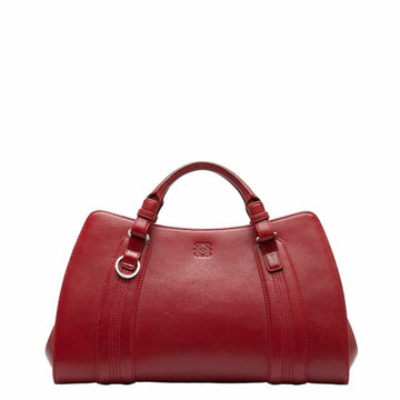 LOEWE Anagram Camoscio Handbag 060307 Red Leather Ladies
