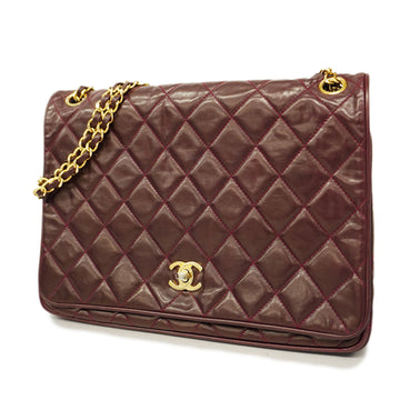 CHANELAuth  Shoulder Bag W Chain Women's Leather Shoulder Bag Bordeaux