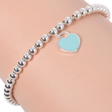TIFFANY Return Toe Bracelet Mini Heart Tag Beads Blue Silver 925 &Co. Women's