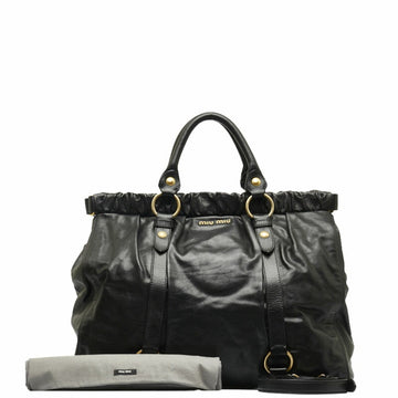 MIU MIU Miu Vitello Lux Handbag Shoulder Bag RN0423 Black Leather Ladies