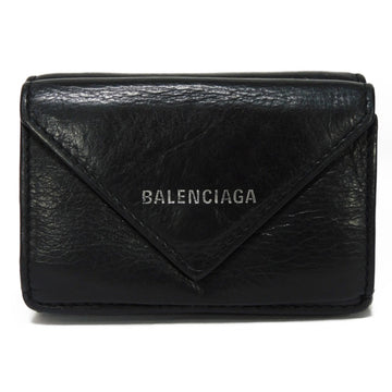 BALENCIAGA Trifold Wallet Paper Mini Foil Stamped Embossed Compact New Logo Black 391446 DLQ0N 1000 Men's Women's