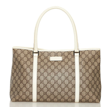 Gucci GG Supreme Tote Bag 114595 Beige White PVC Leather Ladies GUCCI