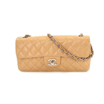 CHANEL matelasse chain shoulder bag leather beige silver metal fittings here mark Matelasse Bag