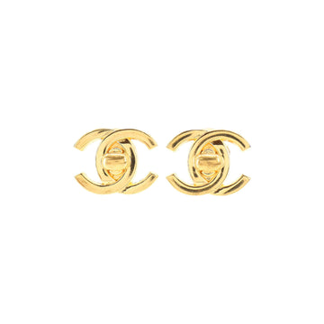 CHANEL Coco Mark Turnlock Earrings Gold 96P Accessories Vintage