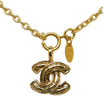 CHANEL Matelasse Coco Mark Chain Necklace Gold Plated Ladies