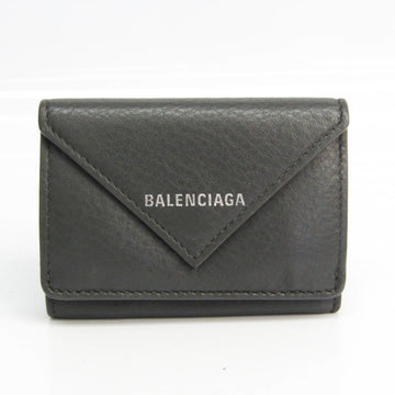 Balenciaga Paper Mini Wallet 504564 Unisex Leather Wallet (tri-fold) Gray