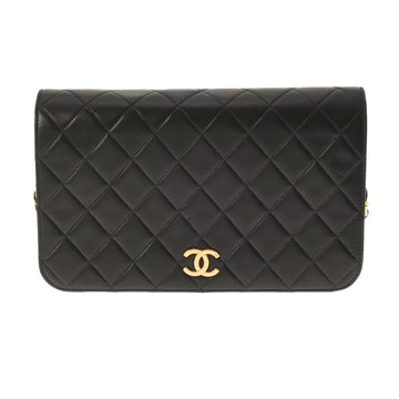 Chanel matelasse push lock black ladies lambskin shoulder bag