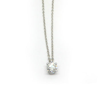 TIFFANY Pt950 1P diamond solitaire necklace 2.8g