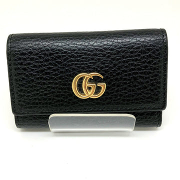 GUCCI 6 consecutive key case 456118 GG Marmont black gold metal fittings leather ladies