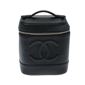 Chanel Vanity Black Ladies Caviar Skin Handbag