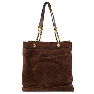 CHANEL Shoulder Bag Chain Suede Brown Women's