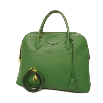 HERMESAuth  Bolide 35 〇Y Stamp Courchevel Leather Handbag,Shoulder Bag Green