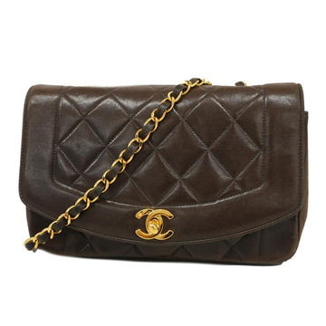 CHANEL Shoulder Bag Matelasse Diana Chain Lambskin Brown Gold Hardware Women's