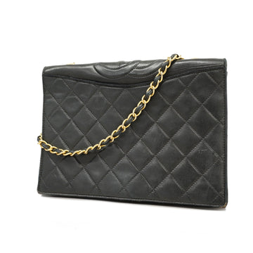 Chanel Matelasse Single Chain Women's Leather Shoulder Bag Black