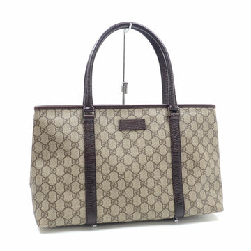 Gucci Tote Bag GG Supreme Beige Brown PVC Leather 114595 Hand Women's Men's
