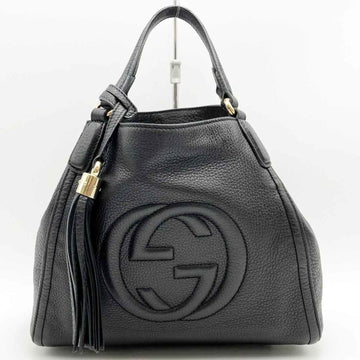 GUCCI Soho Handbag Tote Bag Tassel Black Leather Ladies 336751 IT47P80LVX4Y