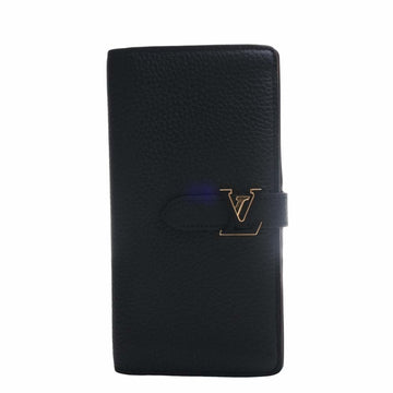 LOUIS VUITTON Taurillon LV Vertical Bifold Long Wallet M81330 Black Ladies