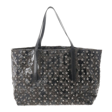 JIMMY CHOO Pimlico Star Studs Tote Bag Black Ladies Calf Canvas Enamel