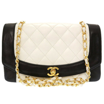 Chanel Diana Matrasse Panda Lambskin White Black Gold Chain Shoulder Bag Coco Mark 0015 CHANEL