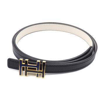 HERMES Belt Ash O Carre Women's Leather Black Ivory Size 75cm Y Engraved Around 2020 Reversible