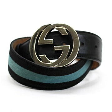 GUCCI Interlocking G Buckle Canvas x Leather Belt Sherry Line 114984 Total Length 95 cm Waist 74-85  Men's