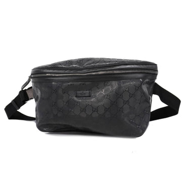 GUCCI Waist Bag GG Implement 211110 Leather Black Silver Hardware Men's