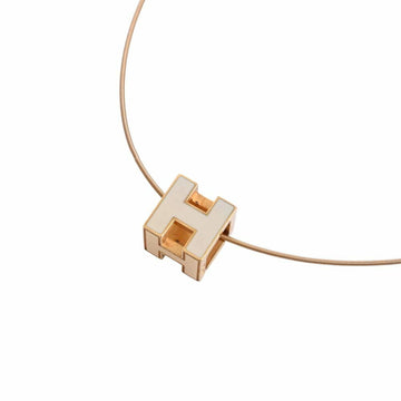 HERMES H Cube Necklace Gold/White Ladies