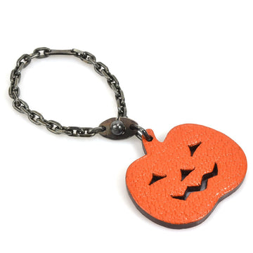 HERMES charm pumpkin leather/metal orange unisex