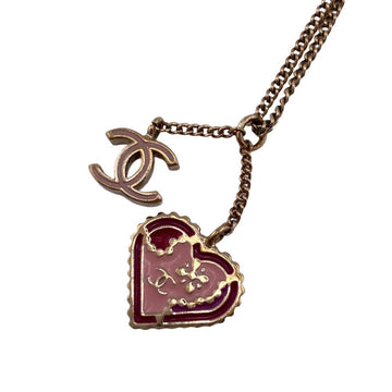 CHANEL Heart 05P Coco Mark Necklace Gold Ladies