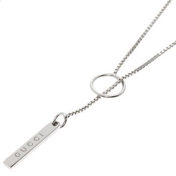 GUCCI Lariat Necklace K18 White Gold Women's