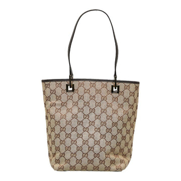 GUCCI GG Canvas Tote Bag 002 1099 Beige Leather Ladies