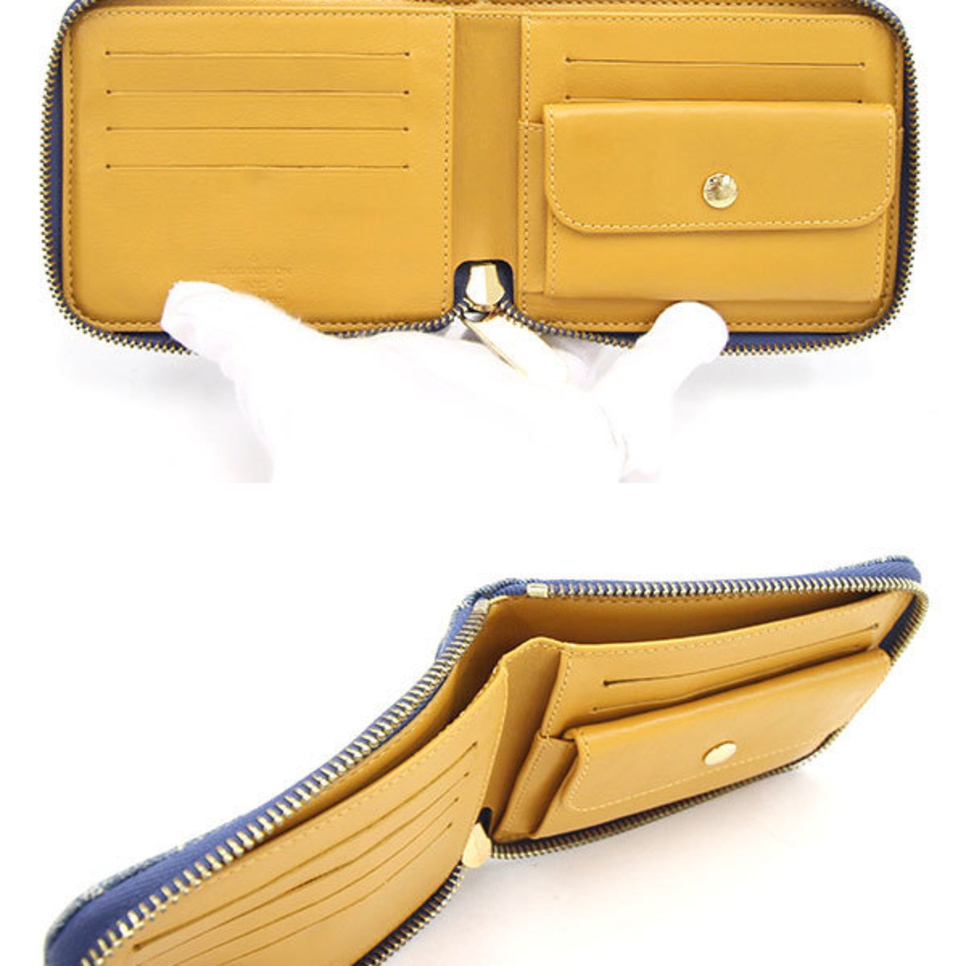 Louis Vuitton Bi-Fold Wallet Monogram Denim Mini Zippy M95342 Round Me