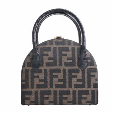 FENDI Canvas Zucca Handbag Brown Ladies