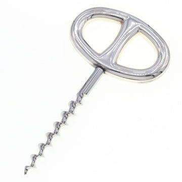 HERMES Wine Opener Shane Dunkle Silver Metal Women's Men's Corkscrew