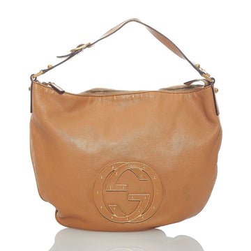 Gucci Interlocking G One Shoulder Bag 121548 Brown Leather Ladies GUCCI