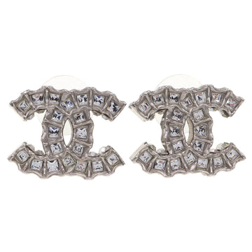 Chanel Earrings Coco Mark Silver B11C 2011 Model Ladies Rhinestone CHANEL