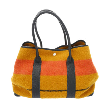 Hermes Garden PM Locale Yellow Orange Palladium Hardware Women's Wool Leather Handbag
