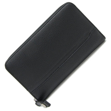 BVLGARI Round Long Wallet Octo 36968 Black Leather Men's