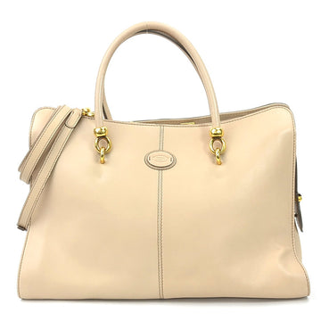 TOD'S Handbag Shoulder Bag Leather Beige Ladies