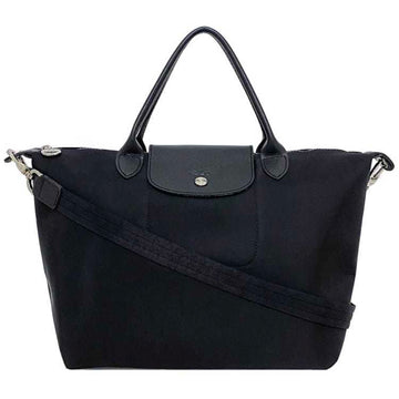 LONGCHAMP Tote Bag Pliage Black Silver 0964659 Nylon Leather  Handbag Ladies