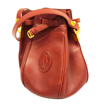 CARTIERAuth  Must Shoulder Bag Women's Leather Bordeaux