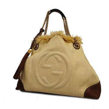 GUCCIAuth  Soho Shoulder Bag 308982 Women's Leather,Straw Natural,Brown