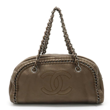 CHANEL Luxury Line Coco Mark Boston Bag Shoulder Leather Bronze A31405