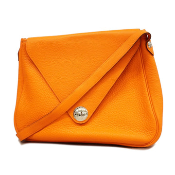 Hermes Kstamp Women's Taurillon Clemence Leather Shoulder Bag Orange