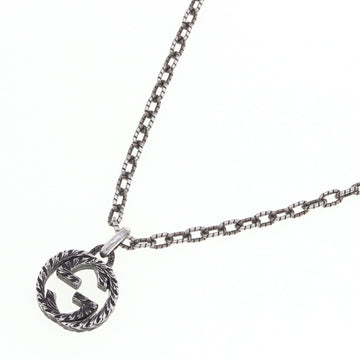 GUCCI necklace interlocking G 455307 SV sterling silver 925 GG double chain choker pendant men gap Dis