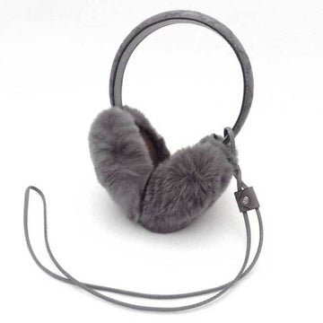 GUCCI earmuffs sima fur/leather gray unisex 245929