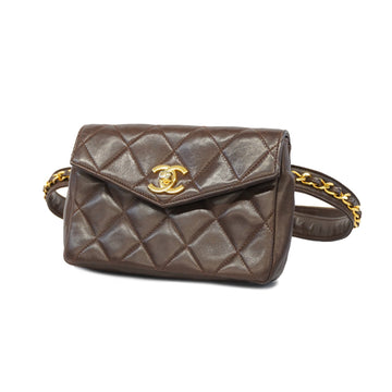 Chanel waist bag matelasse lambskin brown gold Metal