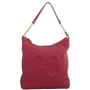 GUCCI shoulder bag interlocking G leather red gold ladies 453562 e54395a