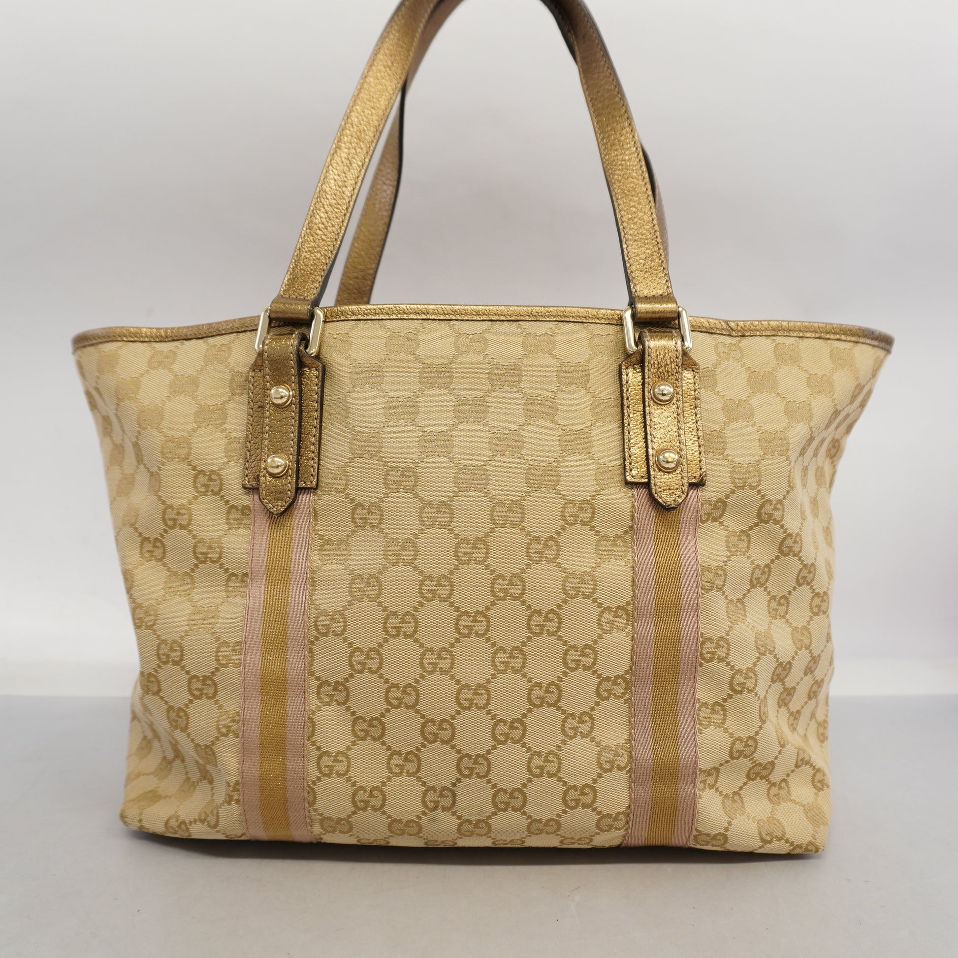 Used Auth Gucci Sherry Line 139260 Women's GG Canvas Tote Bag Beige 