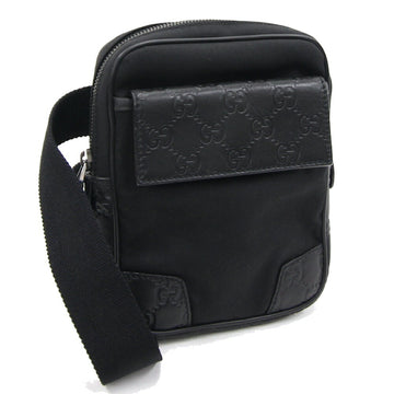 GUCCI Waist Pouch Shima Black Nylon Leather Men's Body Bag